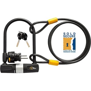 Via Velo Bike Lock Heavy Duty Bicycle U-Lock,14mm Shackle and 10mm x1.8m Cable